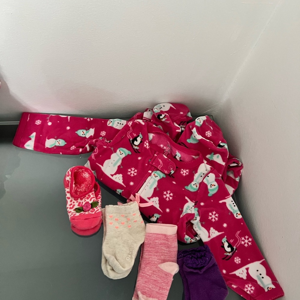 Pink Snowman Pajama Set with Socks